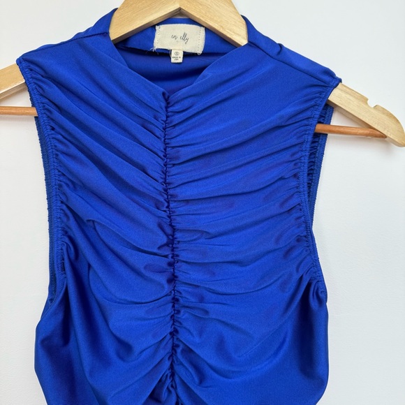 Anthropologie En Elly Ruched Mock Neck Tank Royal Blue Size Small (S) - Picture 9 of 10